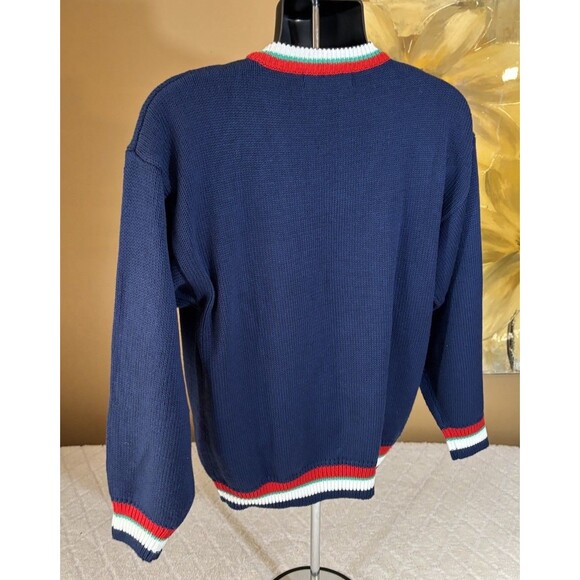 Vintage Quantum Sportswear Golf Themed Embroidered Striped Sweater Men’s Size L - Picture 13 of 16